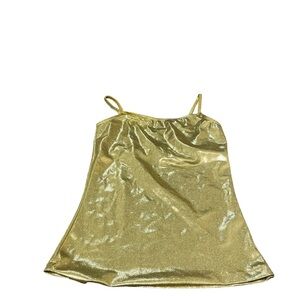 Gold Sparkly Balera Dance Wear Tank Top with Built-in Bra